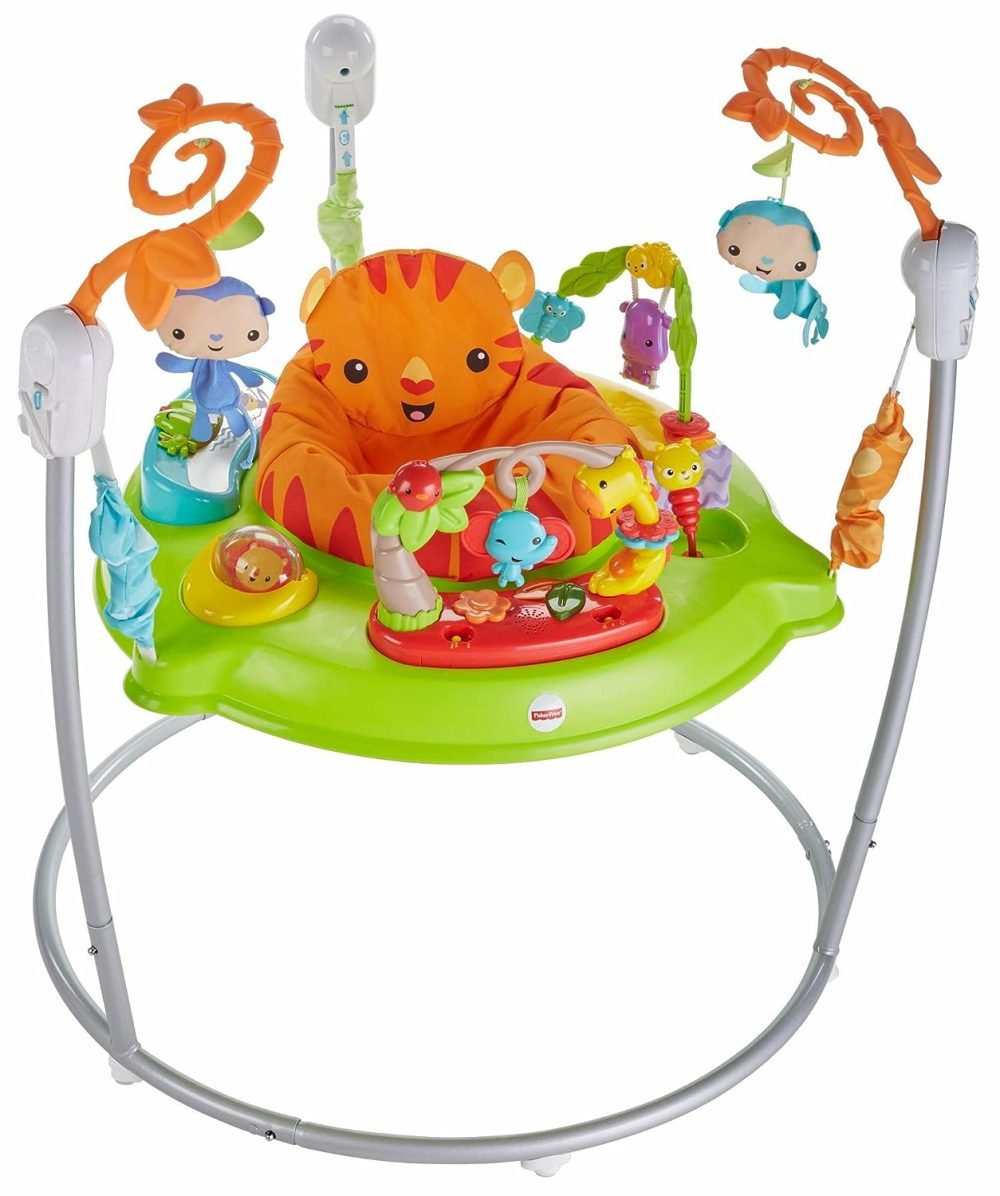 Tiger Time Jumperoo Dětský skákací stroj s 360-stupňovým otočným sedadlem, 3 nastavitelnými výškami, hudbou, světly a zvuky  |  Aktivity centra Aktivity centra Aktivity centra